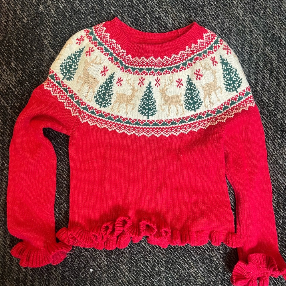 Kids Festive fair isle Sweater with Reindeer Pattern age 5